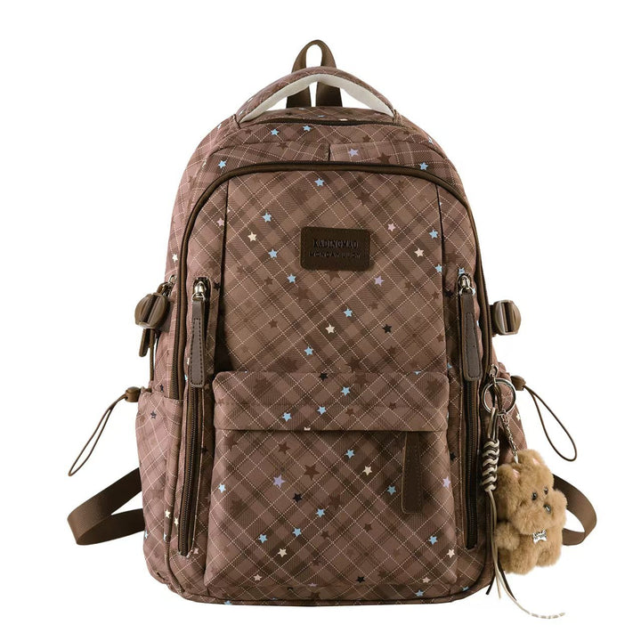 Multi-Compartt Star-Patterned Backpack Bowlift