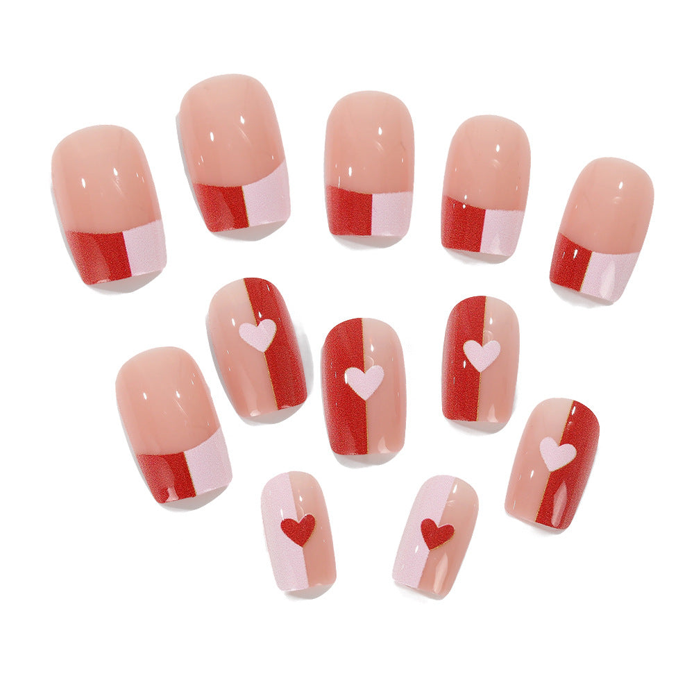 Artificial nails with romantic heart patterns Bowlift