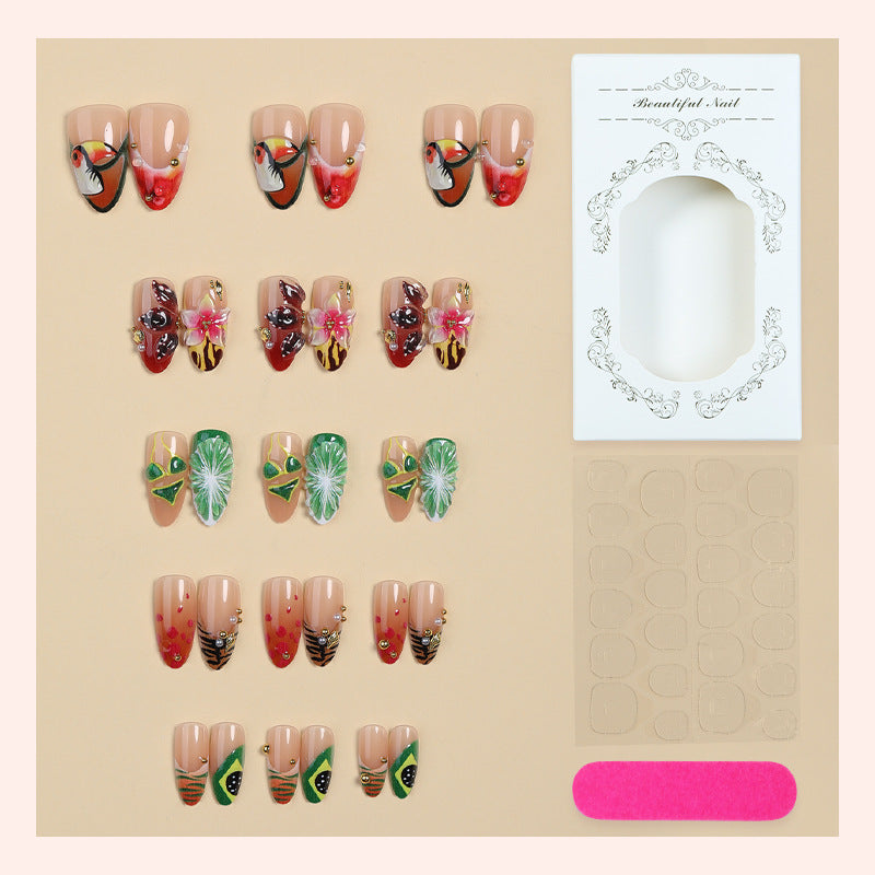 Artistic Tropical Press-On Nail Set Bowlift