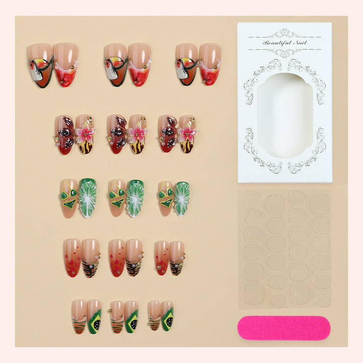 Artistic Tropical Press-On Nail Set Bowlift