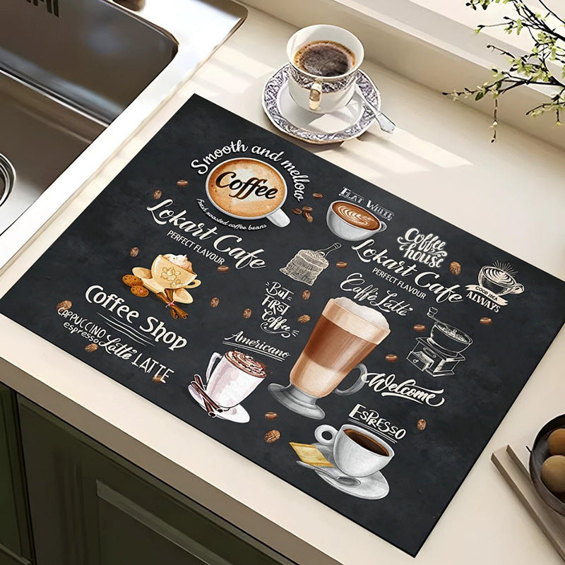 Coffee-Themed Kitchen Mat