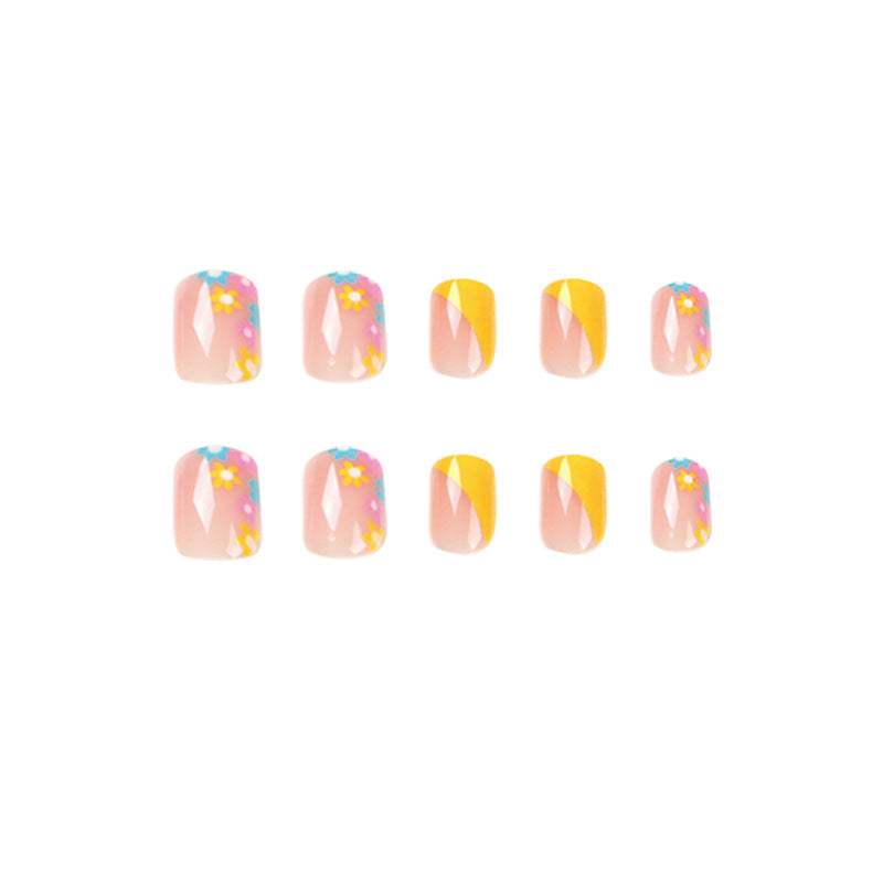 Artful Nail Extensions with Floral Pattern Bowlift