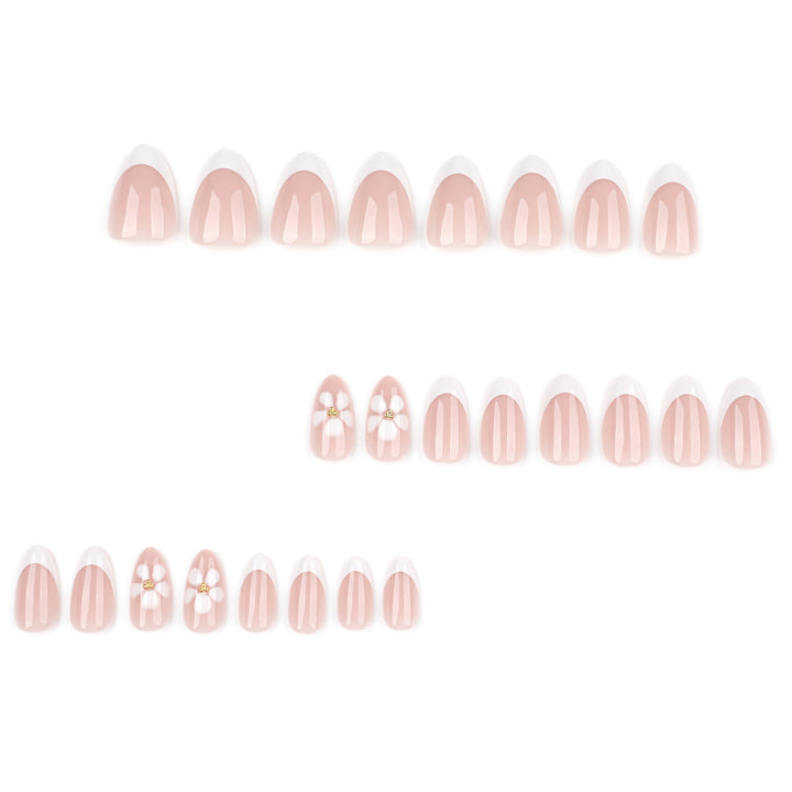 Artful nail extensions with flower design and elegant French tips Bowlift