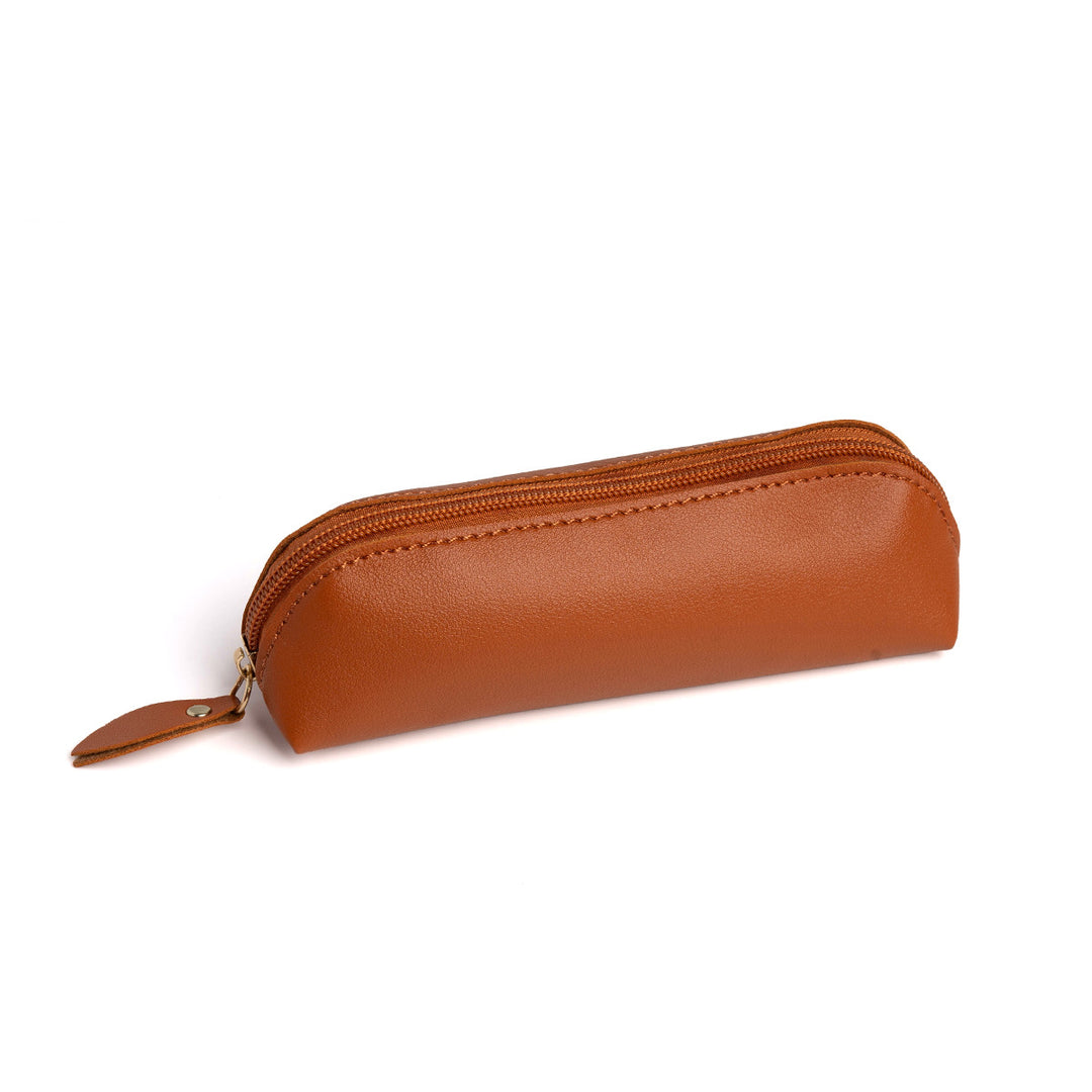 Premium Leather Zippered Pencil Case Bowlift