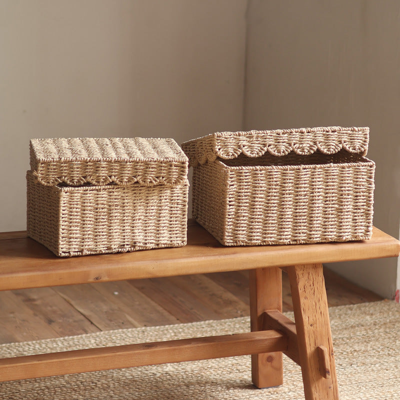 Handcrafted storage boxes made of natural material Bowlift