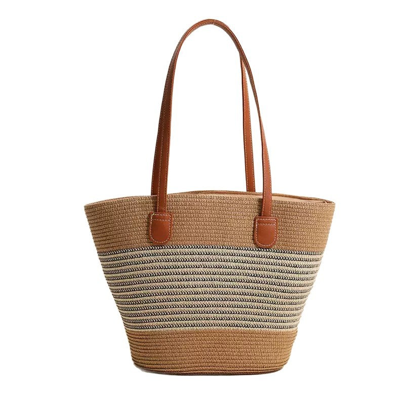 Elegant Bast bag with structured leather handles Bowlift