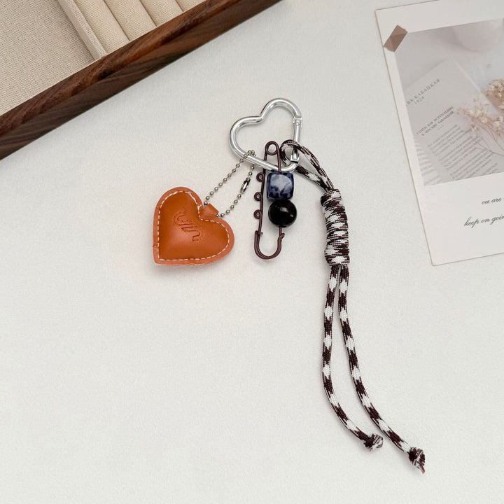 Heart-Shaped Leather Keychain Bowlift