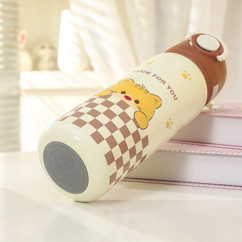 Unisex Insulated Drinking Bottle with Cute Animal Design Bowlift