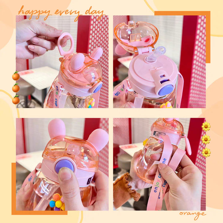 Ladies Animal-Friendly Water Bottle with Practical Straw Bowlift