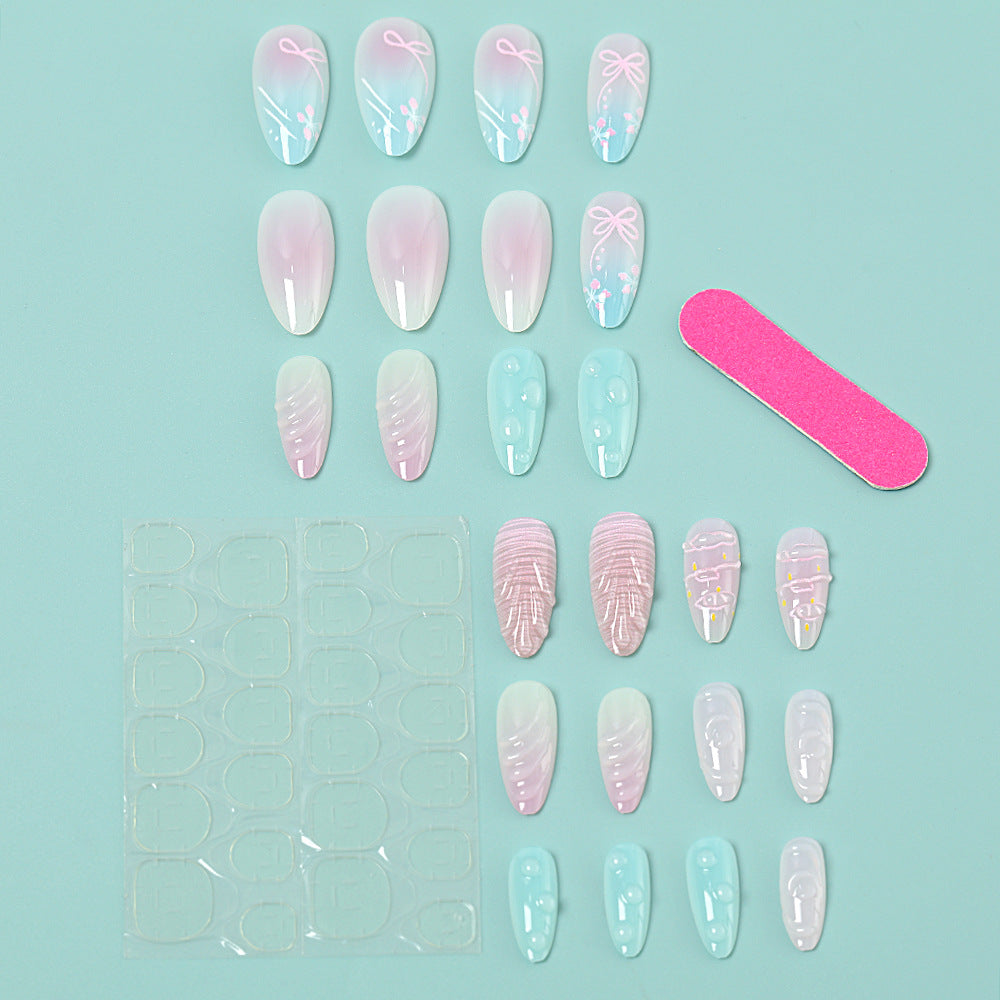 Artificial Nails Set with elegant floral and pastel designs Bowlift
