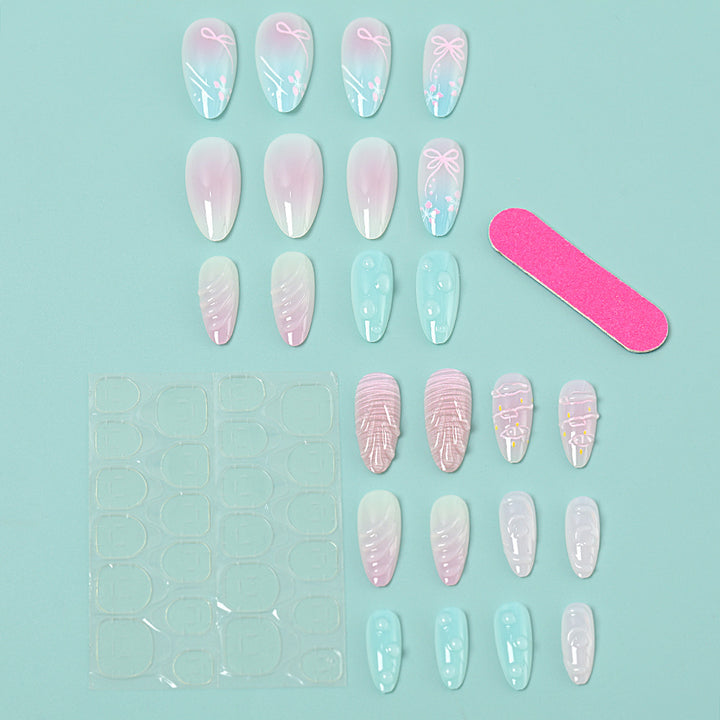 Artificial Nails Set with elegant floral and pastel designs Bowlift
