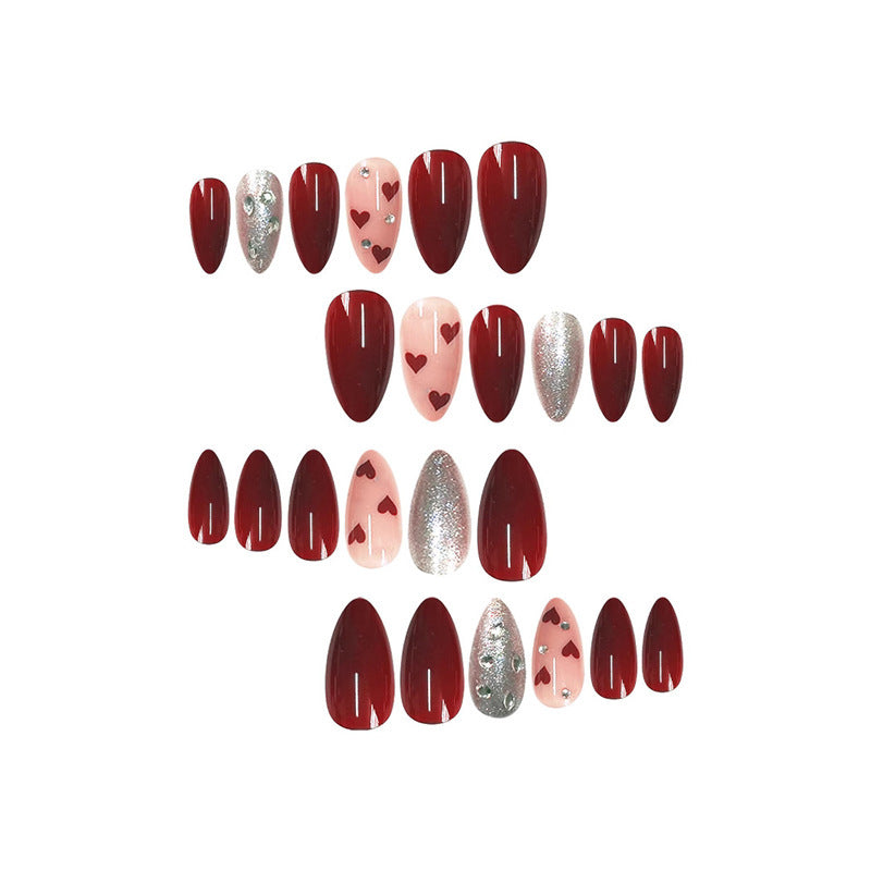 Romantic Heart and Glitter Nail Art Bowlift