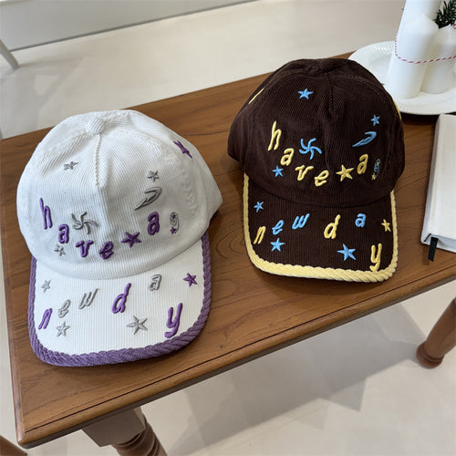 Women's Embroidered Corduroy Baseball Cap Bowlift