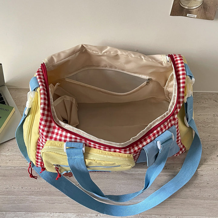 Stylish Gingham Duffle Bag