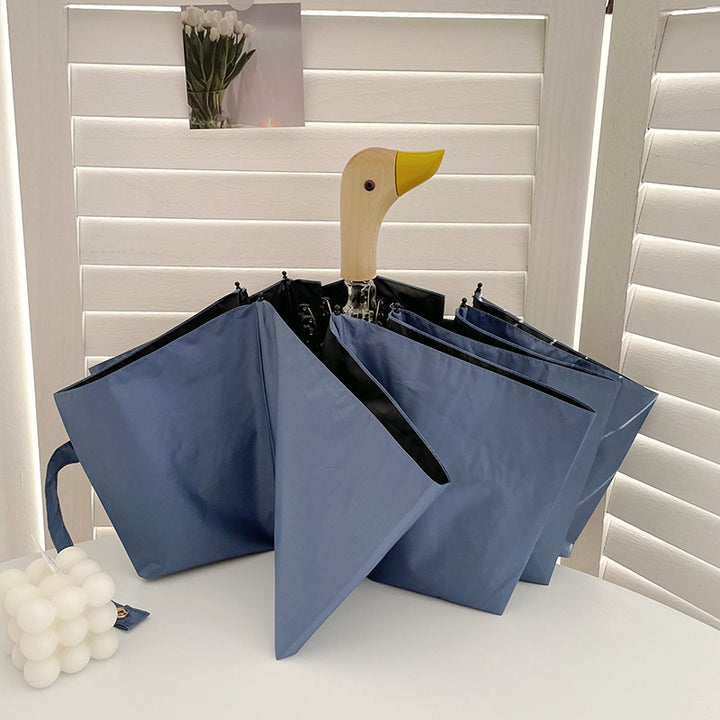 Women's Folding Umbrella with Unique Duck Handle Bowlift