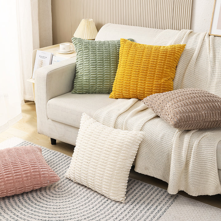 Decorative Chenille Ribbed Grid Throw Pillow Cover