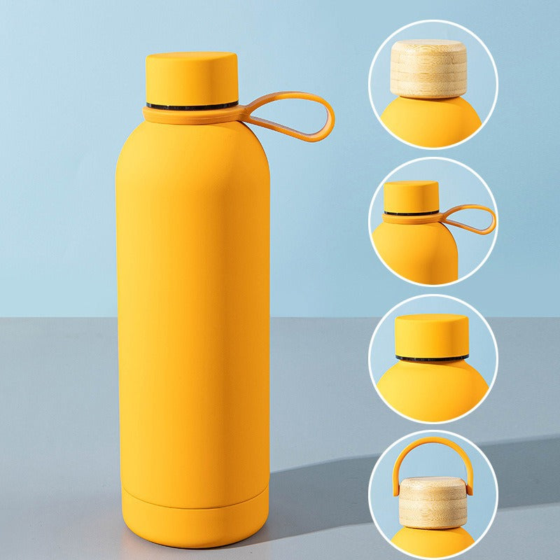 Ladies stylish stainless steel drinking bottle with innovative closure Bowlift