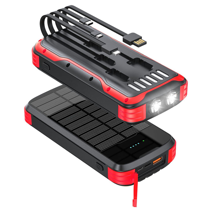 Robust Solar Powerbank with Integrated Flashlight and Multifunctional Charging Connection Bowlift