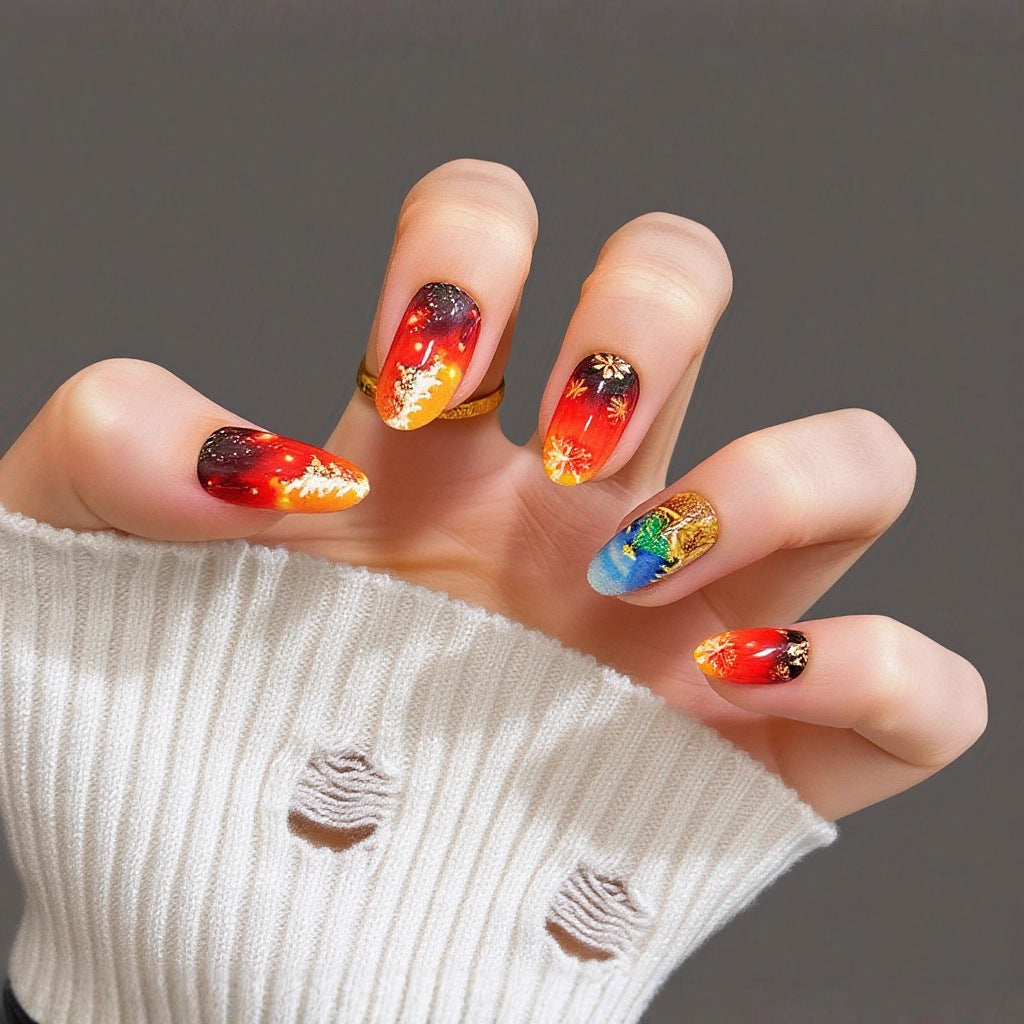 Artificial Nails in Creative Christmas Design Bowlift