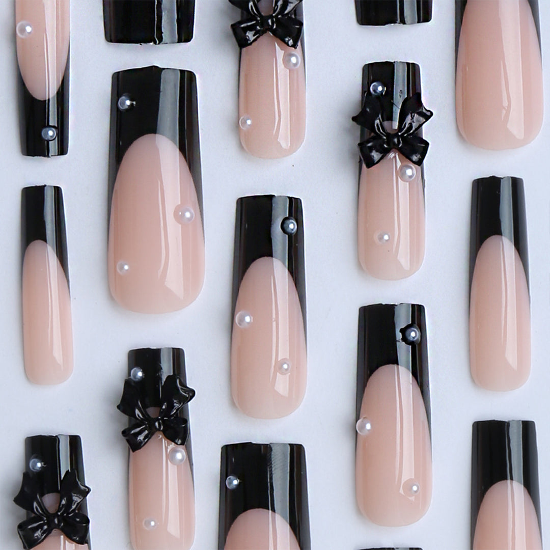 Artificial nails with 3D bow decoration Bowlift