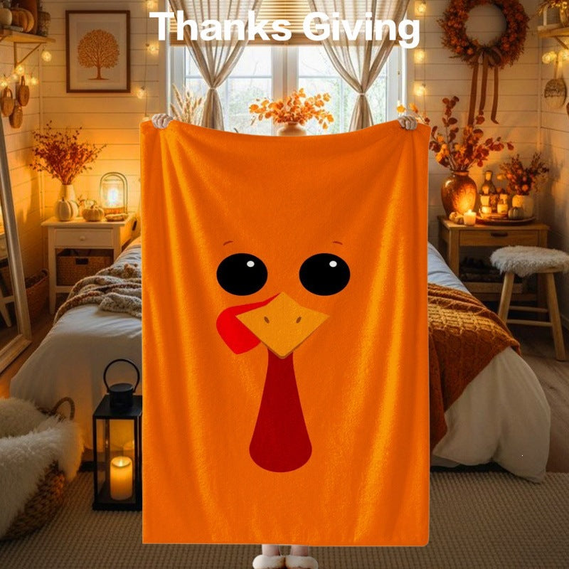 Thanksgiving-Themed Cozy Fleece Blanket