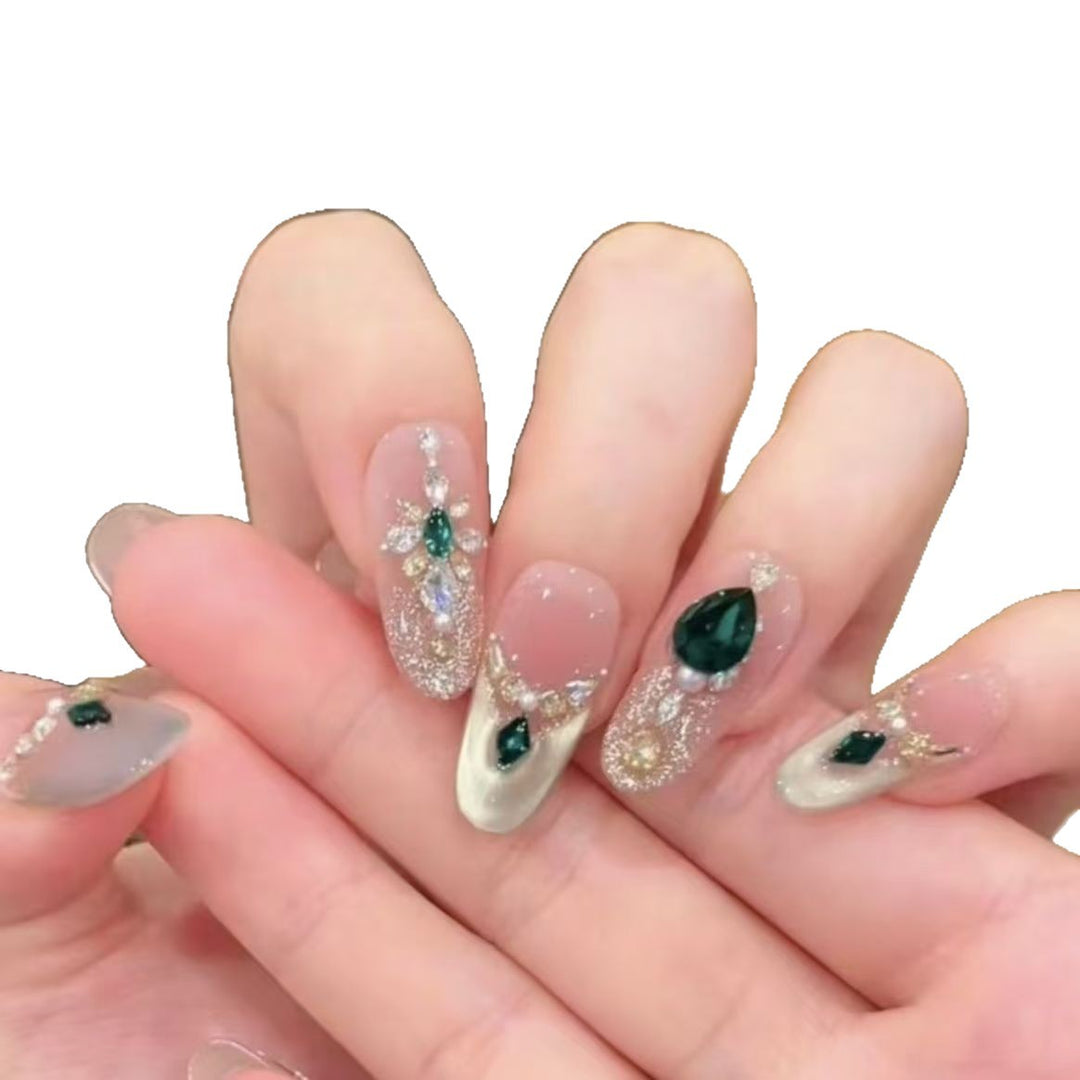 Decorative Gem-Embellished Press-On Nail Set Bowlift