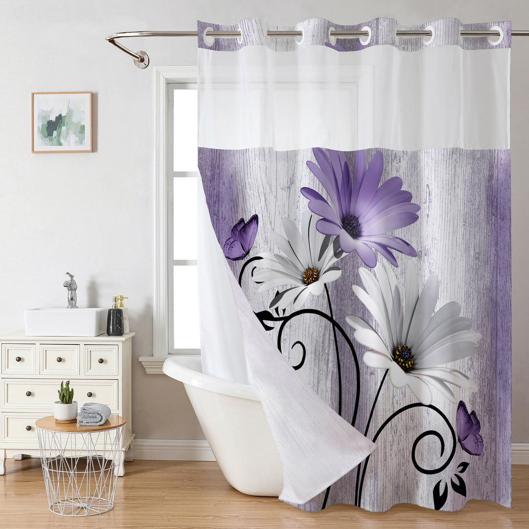Floral Print Shower Curtain Bowlift