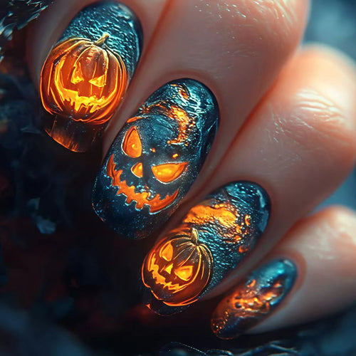 Artifical nails with Creative Halloween design Bowlift