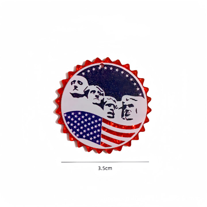 Unisex nan heart-shaped USA flag pendant acrylic with hole Bowlift