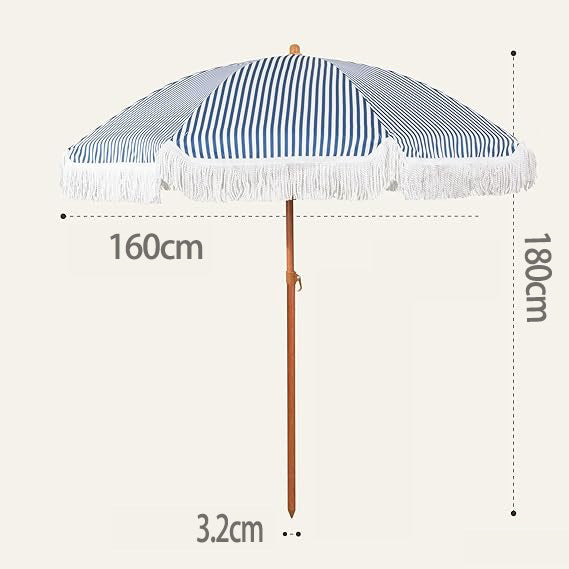 Women's sun umbrella with tassels and striped design Bowlift