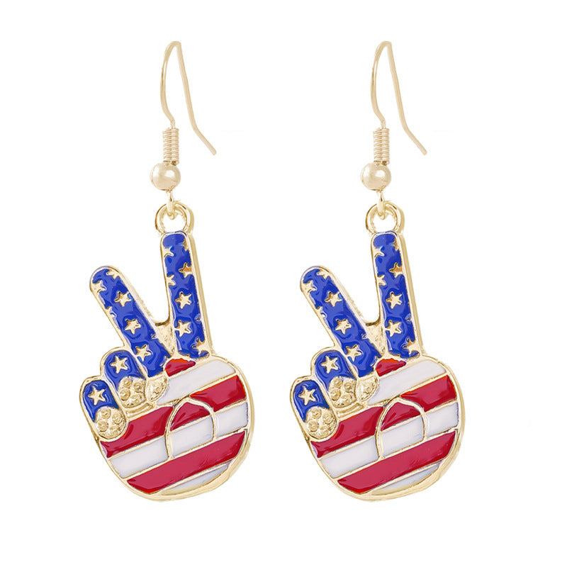 Ladies enamel earrings horseshoe with star stripe motif Bowlift