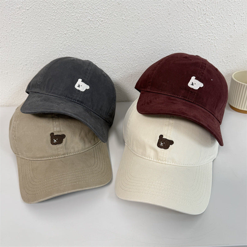 Women's Cute Embroidered Bear Cap Bowlift