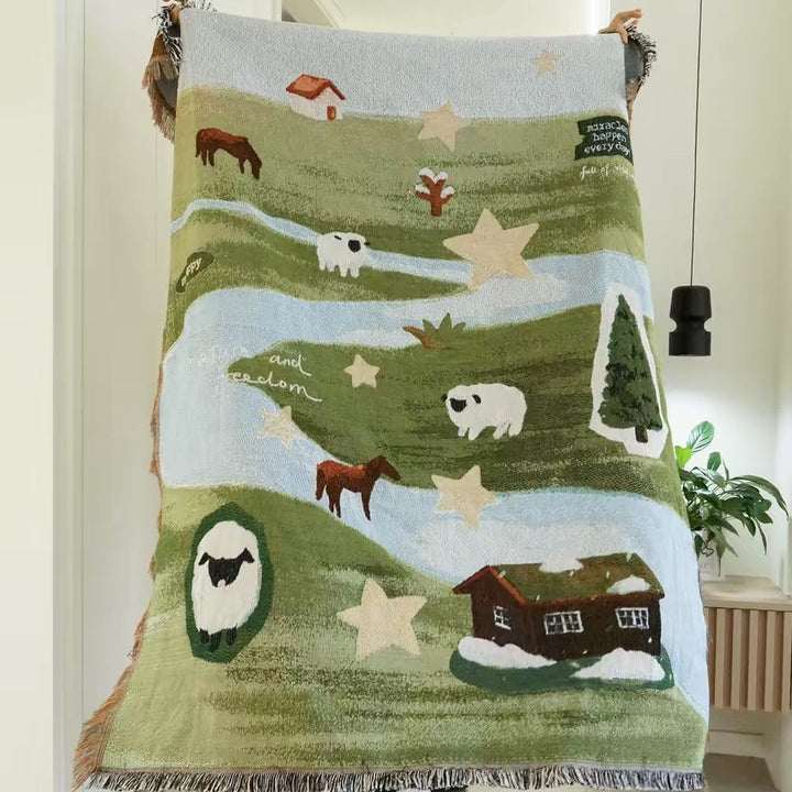 Cozy Country Landscape Throw Blanket