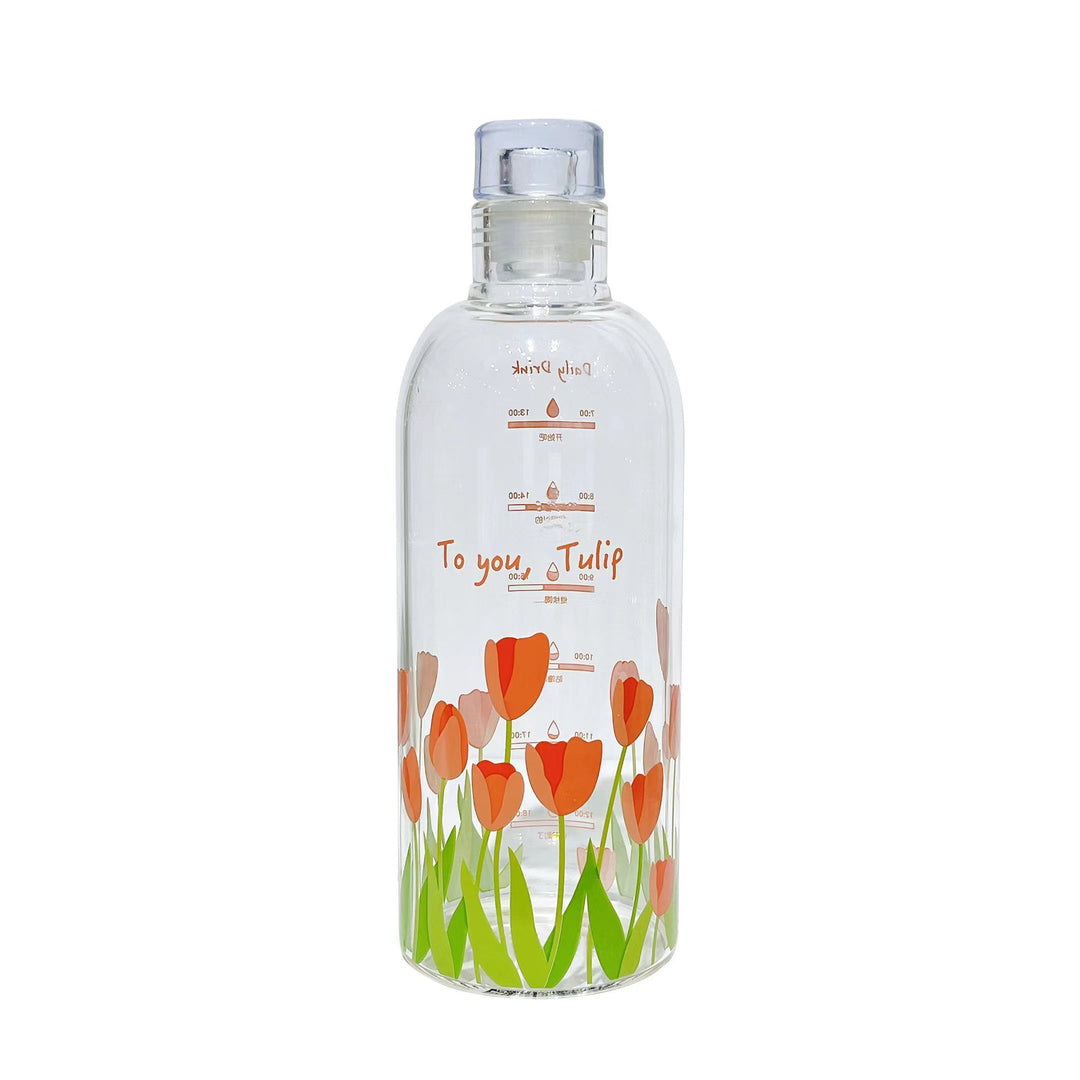 Women's water bottle with practical time marker Bowlift