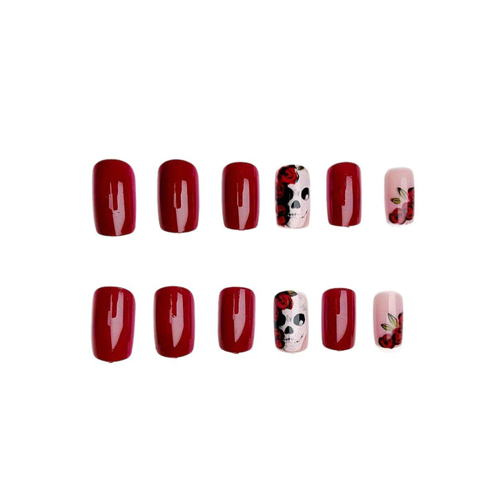 Artificial nails with skull and rose design Bowlift