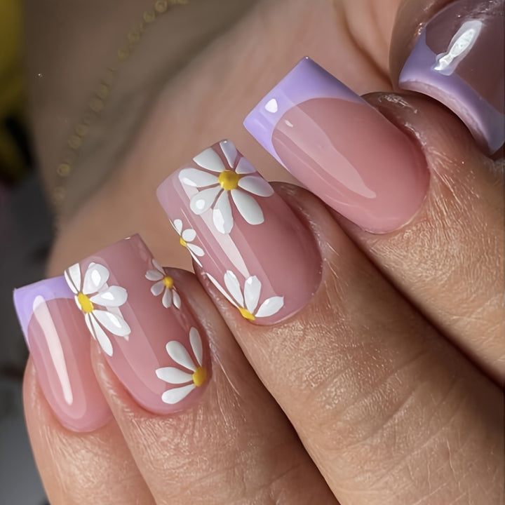 Artistic Floral Acrylic Nail Extensions Bowlift