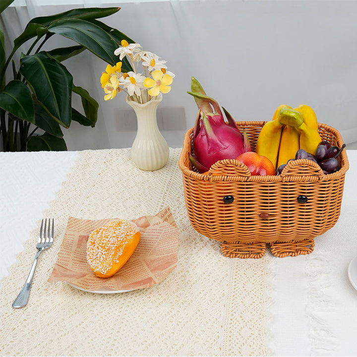 Cute Animal-Themed Woven Storage Basket Bowlift