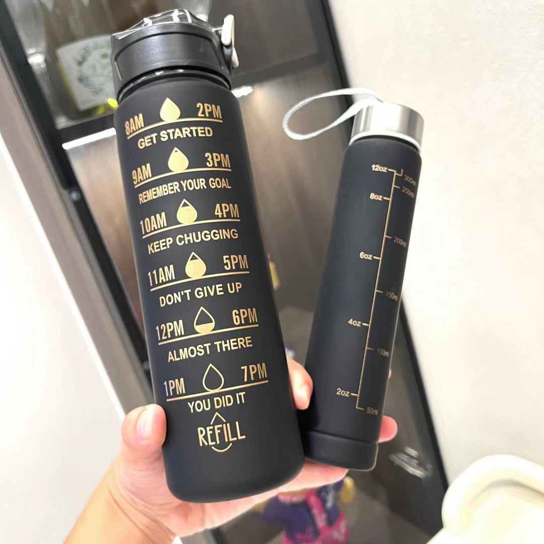 Unisex Motivating Water Bottle with Time Markings Bowlift