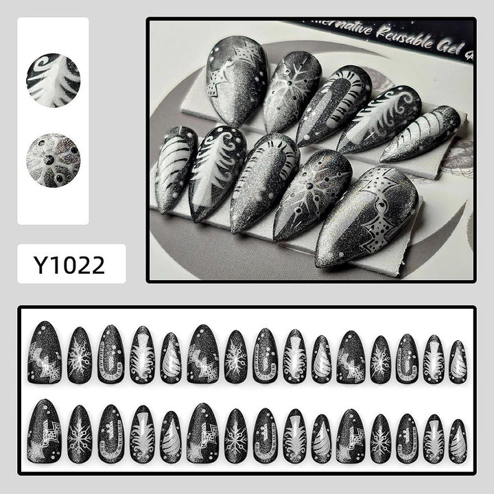 Creative Nail Art in Glamorous Black-White Design Bowlift