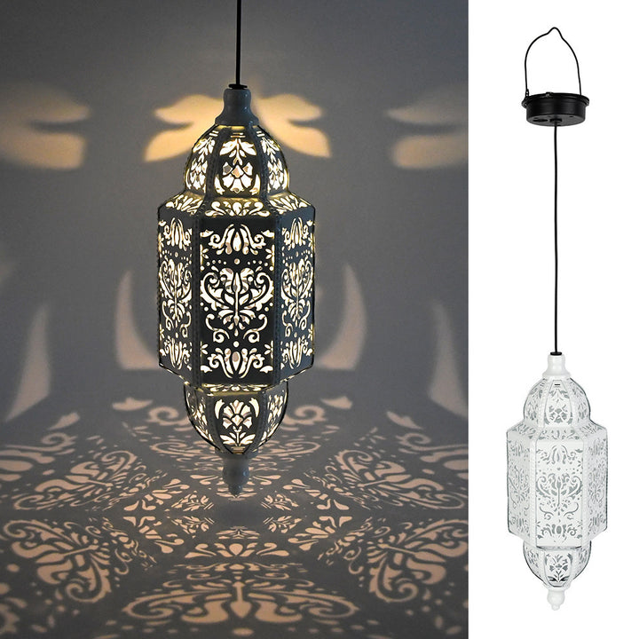 Ornate Filigree Hanging Projection Pendant Lamp With Adjustable Cord And LED-Compatible Socket Bowlift