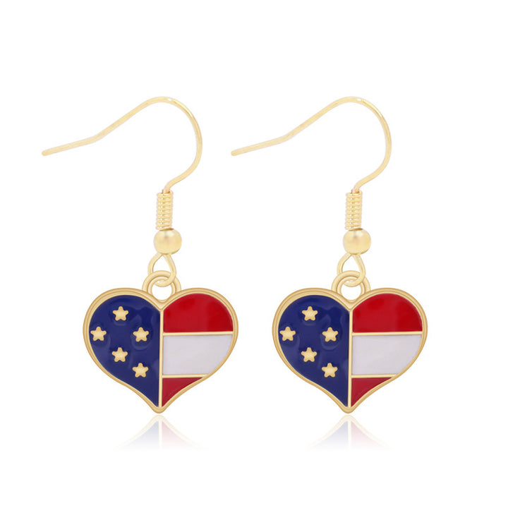 Women's lightweight star earrings with enamel flag design and fishhook Bowlift