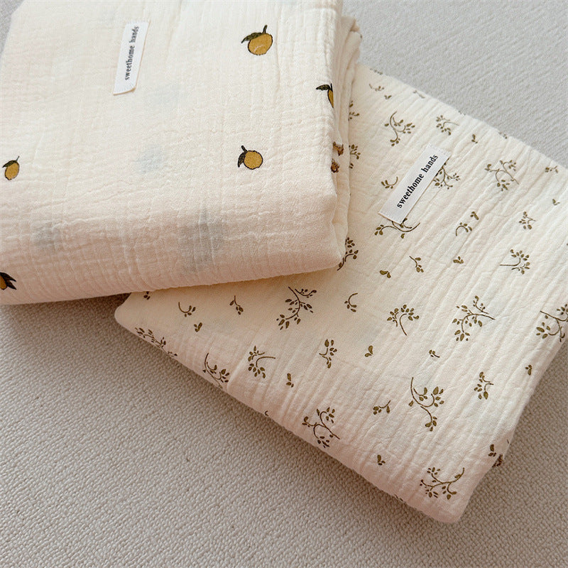 Unisex Cozy Muslin Blanket with Delicate Flower Pattern Bowlift