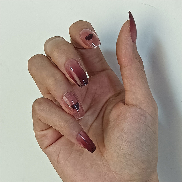 Artistic Ombre Nails with Hearts Bowlift