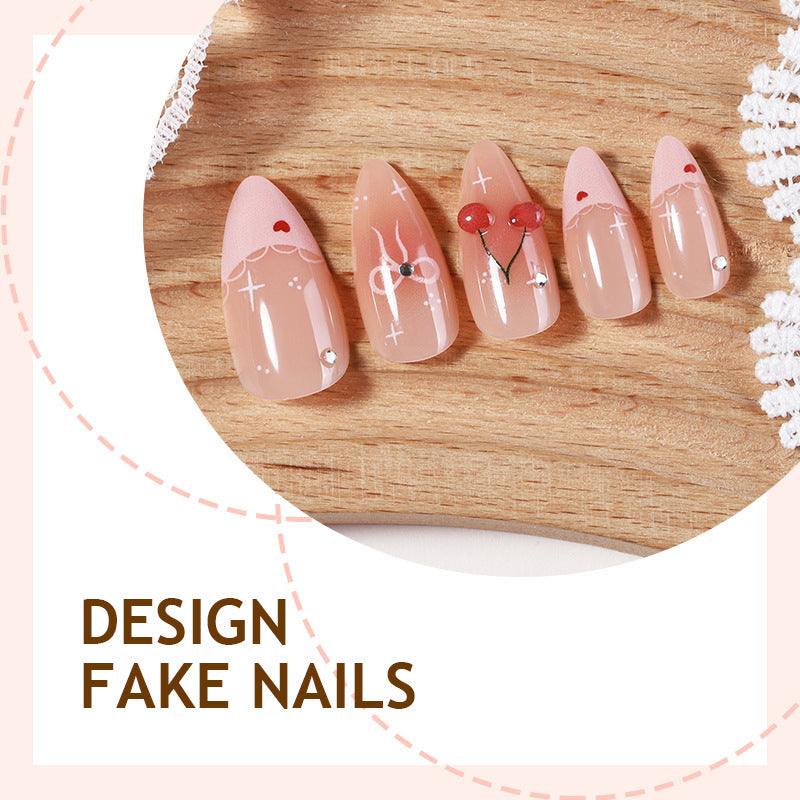 Artifical nails with playful heart and bow designs Bowlift