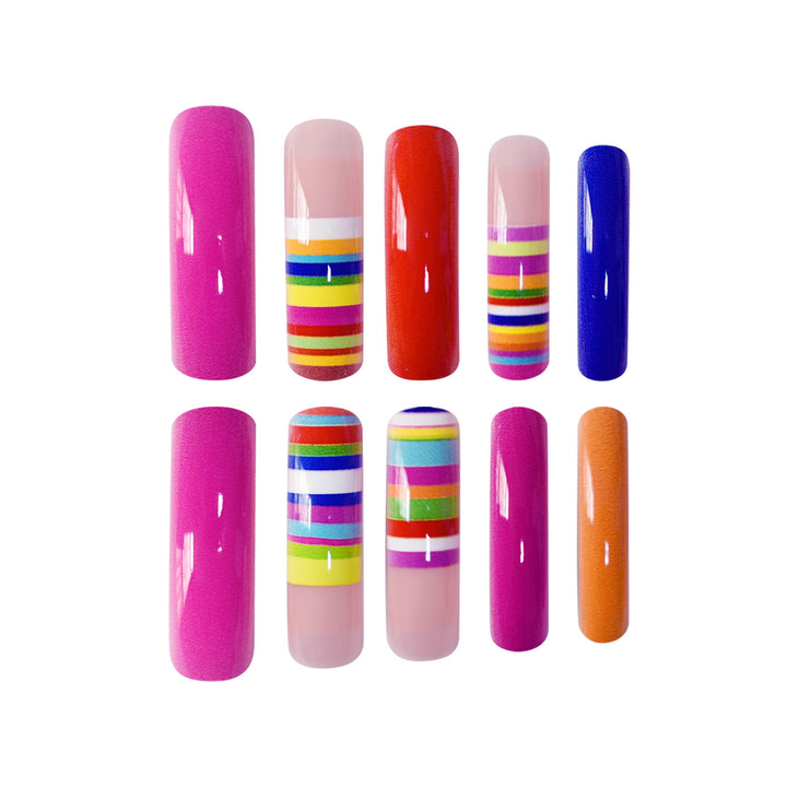 Colorful Artistic Press-On Nail Set Bowlift