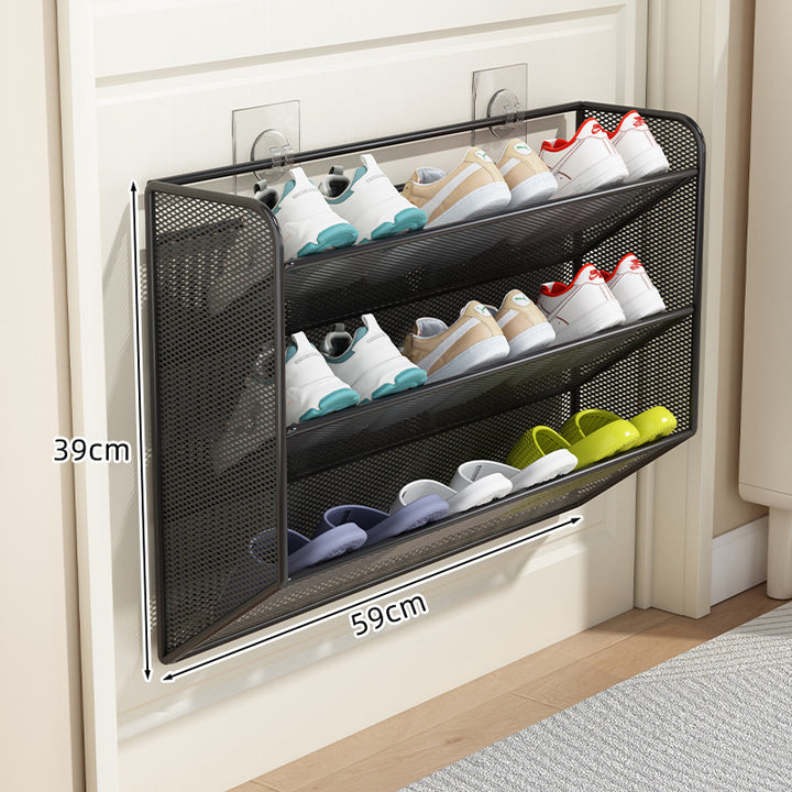 slim overdoor mesh shoe rack organizer with ventilated angled shelf Bowlift