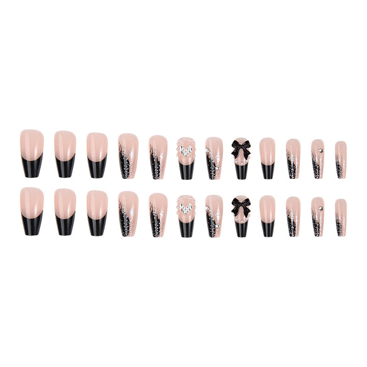 Acrylic nail set with glamorous 3D decorations and noble accents Bowlift