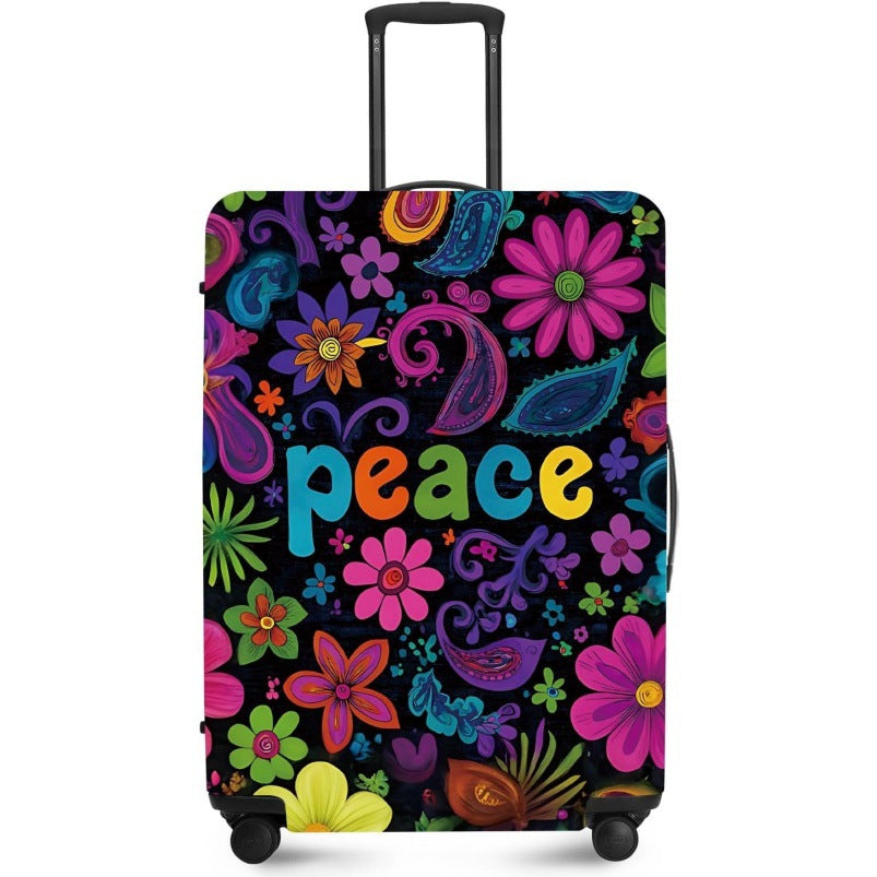 Unisex nan elastic suitcase cover with UV-resistant motif print and zip opening Bowlift