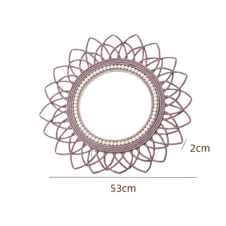 Decorative wall mirror with rattan frame Bowlift