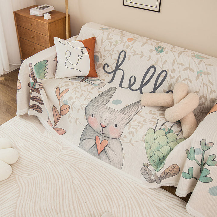 Soft Plush Bunny Pattern Throw Blanket